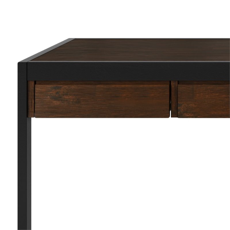 Erina Solid Acacia Wood Small Desk in Distressed Charcoal Brown