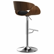 Simpli Home Amery Modern Adjustable Swivel Bar Stool in Black Faux Leather