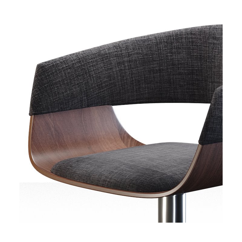 Lowell 25 - 33 inch Seat Height Mid Century Modern Adjustable Swivel Bar Stool in Charcoal Grey Linen Look Fabric