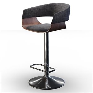 simpli home lowell adjustable swivel fabric bar stool in charcoal gray