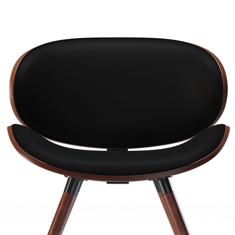 Simpli Home Marana Mid Century Modern Faux Leather Dining Chair in Black