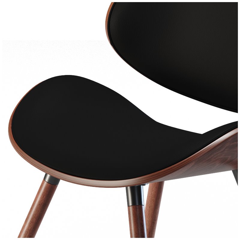 Simpli Home Marana Mid Century Modern Faux Leather Dining Chair in Black