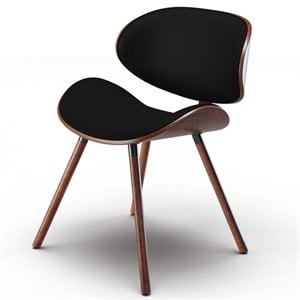 Simpli Home Marana Mid Century Modern Faux Leather Dining Chair in Black