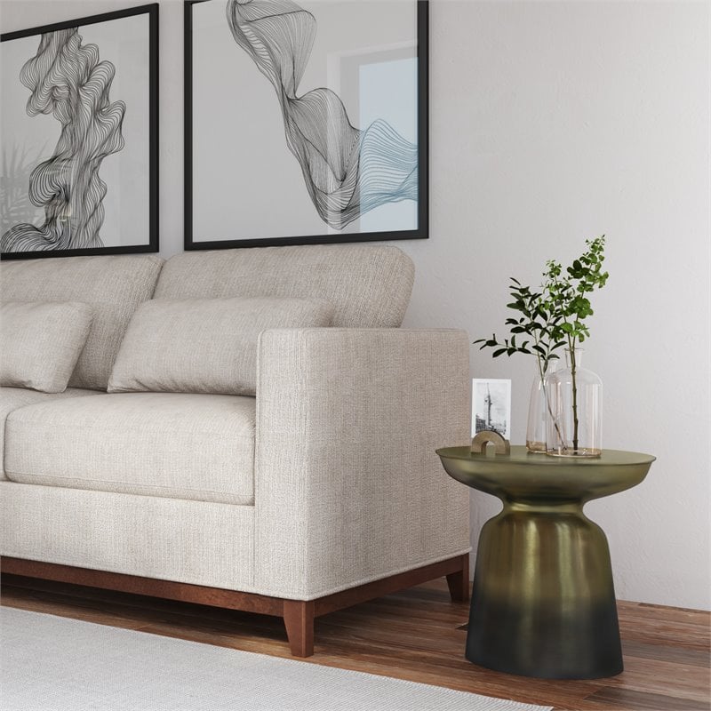 Toby 17 inch Wide Modern Metal Accent Table in Black/Gold Ombre Iron & Assembled