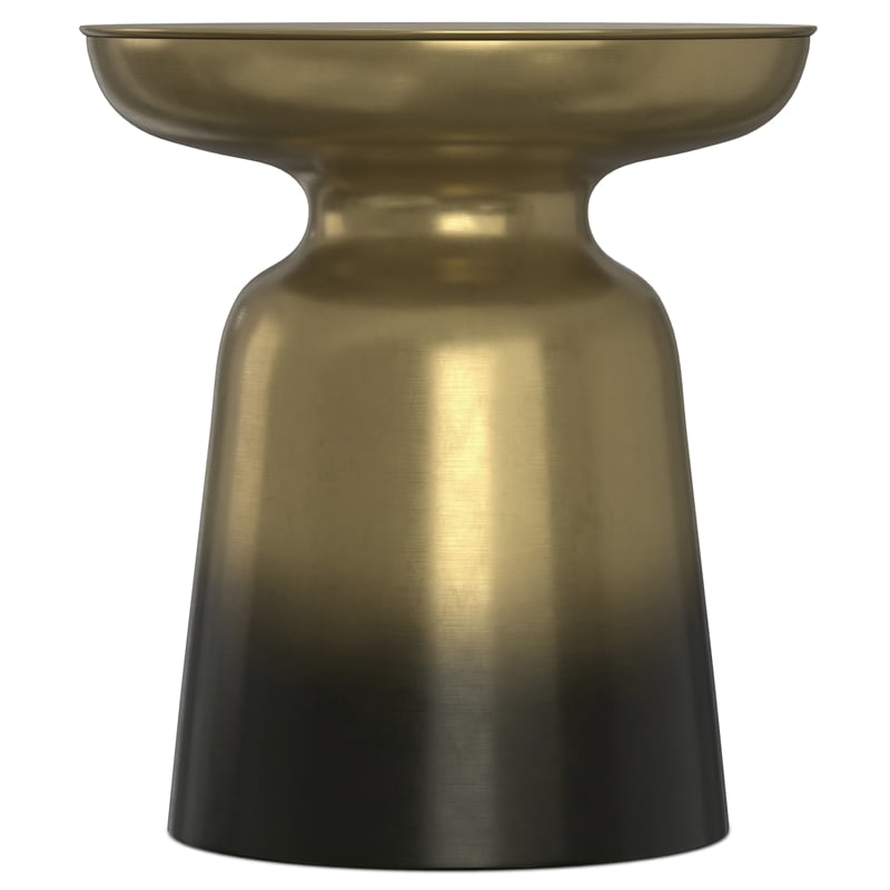 Toby 17 inch Wide Modern Metal Accent Table in Black/Gold Ombre Iron & Assembled