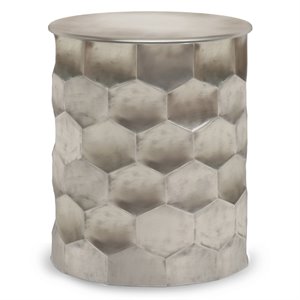 Simpli Home Whitney Industrial 17 &quot Metal Storage Accent Side Table in Antique Silver