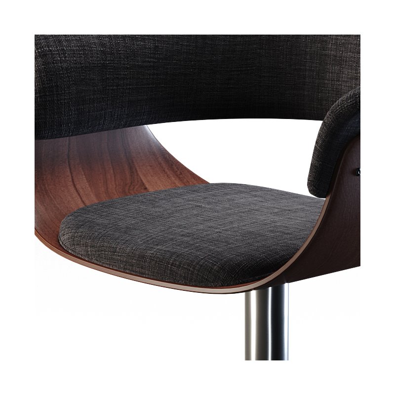 Simpli Home Sheldon Adjustable Swivel Fabric Bar Stool in Charcoal Gray