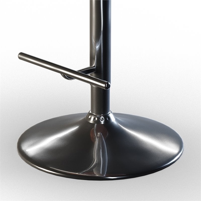 Simpli Home Sheldon Adjustable Swivel Fabric Bar Stool in Charcoal Gray