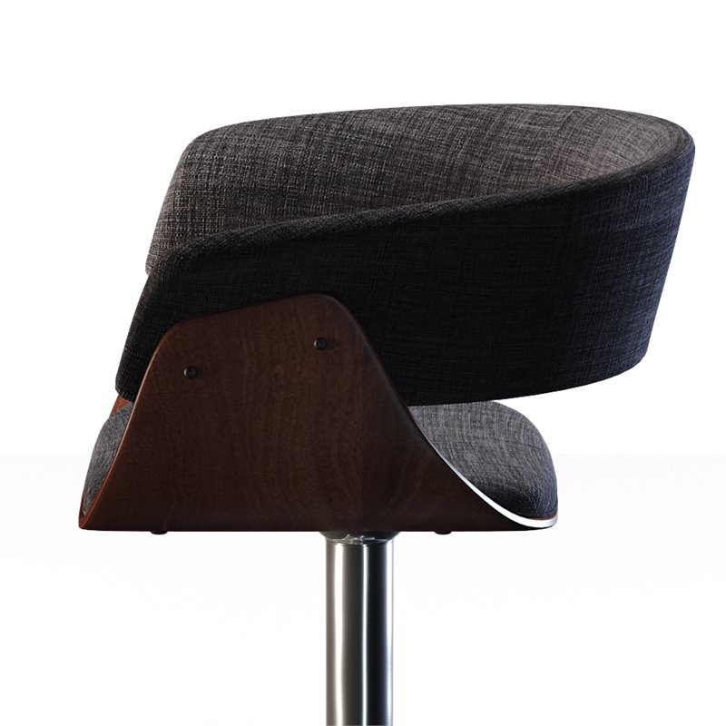 Simpli Home Sheldon Adjustable Swivel Fabric Bar Stool in Charcoal Gray