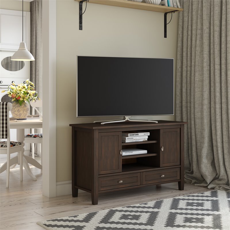 Simpli Home Warm Shaker 47" Rustic Solid Wood TV Stand in ...