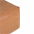 Simpli Home Brody Boho Square Large Square Coffee Table Pouf in Distressed Brown Faux Leather