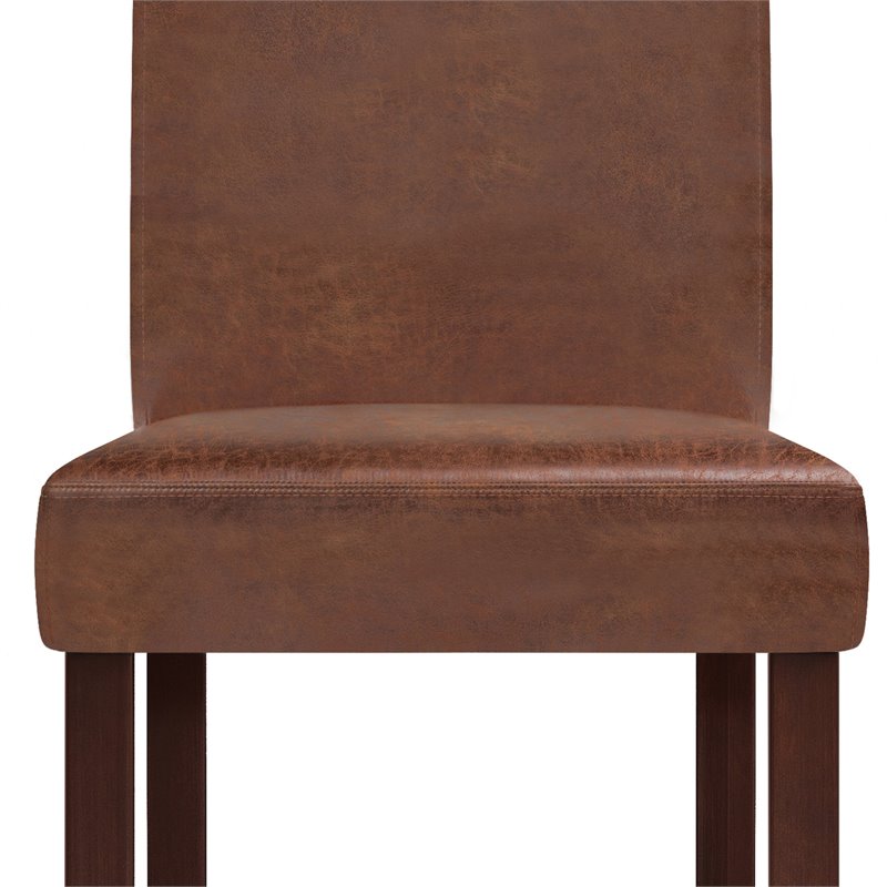 Simpli Home Acadian Transitional Parson, Parson Faux Leather Dining Chairs