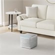 Simpli Home Naya Boho Cube Pouf in Blue Melange Cotton