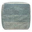 Simpli Home Naya Boho Cube Pouf in Blue Melange Cotton