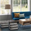 Simpli Home Clay Boho Square Pouf in Gray Melange Cotton