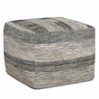 Simpli Home Clay Boho Square Pouf in Gray Melange Cotton