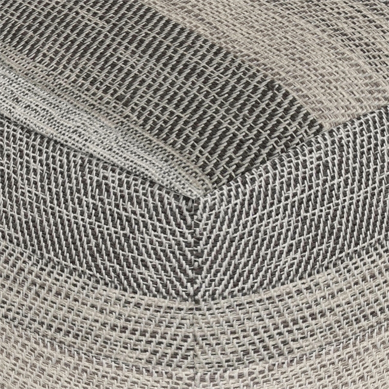 Simpli Home Clay Boho Square Pouf in Gray Melange Cotton