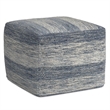 Simpli Home Clay Boho Square Pouf in Patterened Teal Melange Cotton
