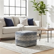 Simpli Home Clay Boho Square Pouf in Patterened Teal Melange Cotton
