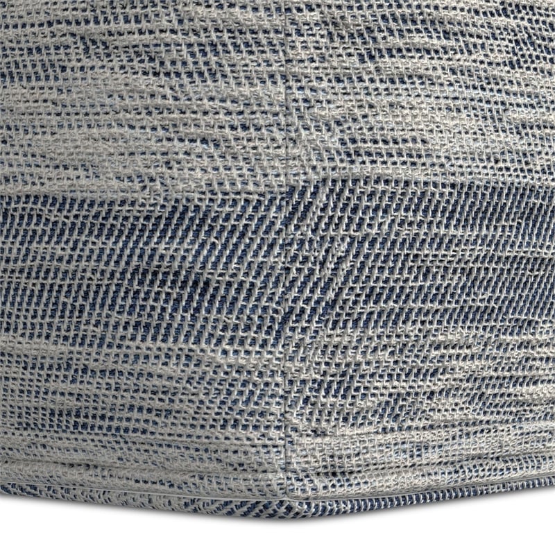 Simpli Home Clay Boho Square Pouf in Patterened Teal Melange Cotton