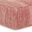 Simpli Home Nate Boho Square Pouf in Patterned Maroon Melange Cotton