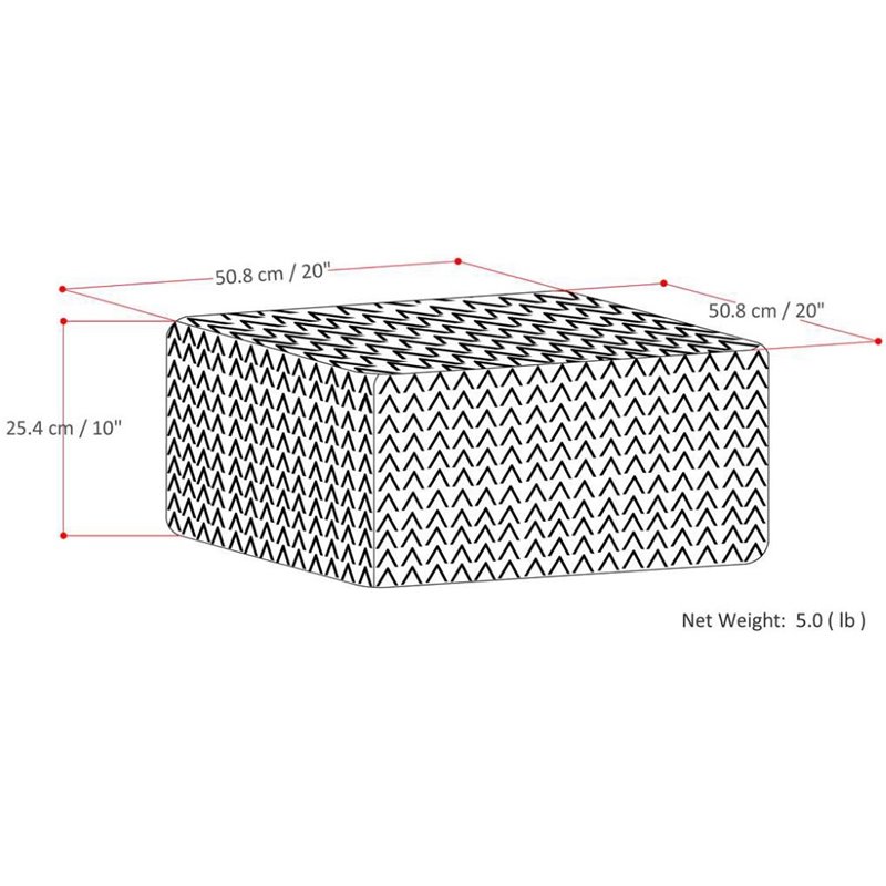 Simpli Home Nate Boho Square Pouf in Patterned Maroon Melange Cotton