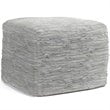 Simpli Home Fredrik Boho Square Pouf in Cream Woven Genuine Leather