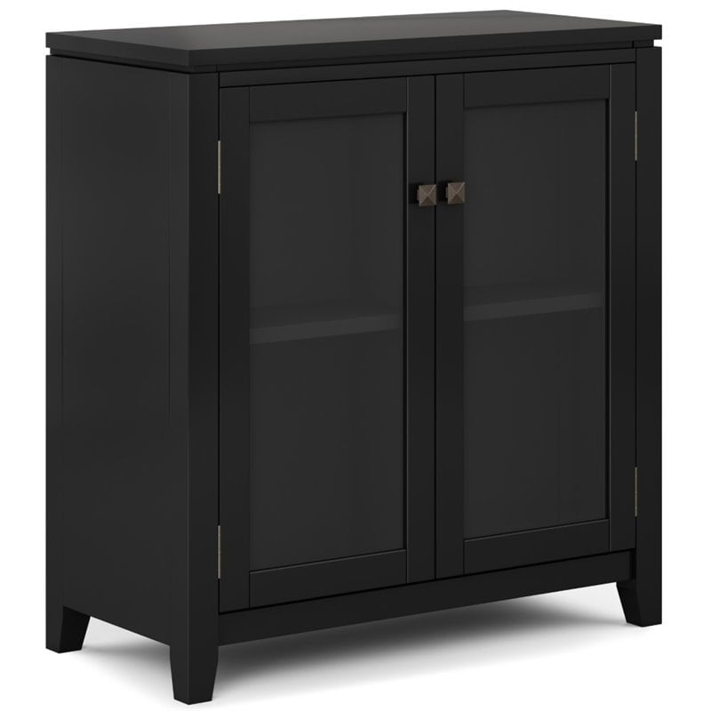 Simpli Home Cosmopolitan 30&quot Solid Wood Contemporary Curio Cabinet in Black