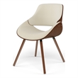 Simpli Home Malden Bentwood Dining Chair with Wood Back in Linen Fabric