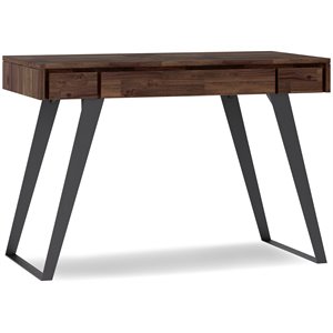 Simpli Home Lowry 44&quot Solid Wood Writing Desk in Distressed Charcoal Brown