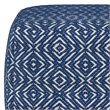Simpli Home Graham Boho Square Pouf in Patterened Blue and Natural Cotton