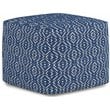 Simpli Home Graham Boho Square Pouf in Patterened Blue and Natural Cotton