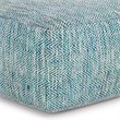 Simpli Home Nate Boho Square Pouf in Patterned Teal Melange Cotton