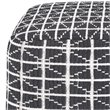 Simpli Home Noreen Boho Square Pouf in Slate Gray and White Handloom Woven Pattern