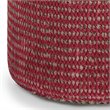 Simpli Home Larissa Boho Round Braided Pouf in Natural and Maroon Jute