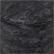 Simpli Home Connor Boho Round Pouf in Distressed Black Genuine Leather