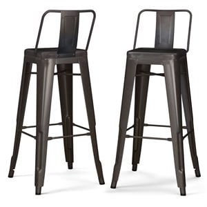 Simpli Home Rayne 30&quot Industrial Metal Bar Stool in Gun Metal Gray (Set of 2)