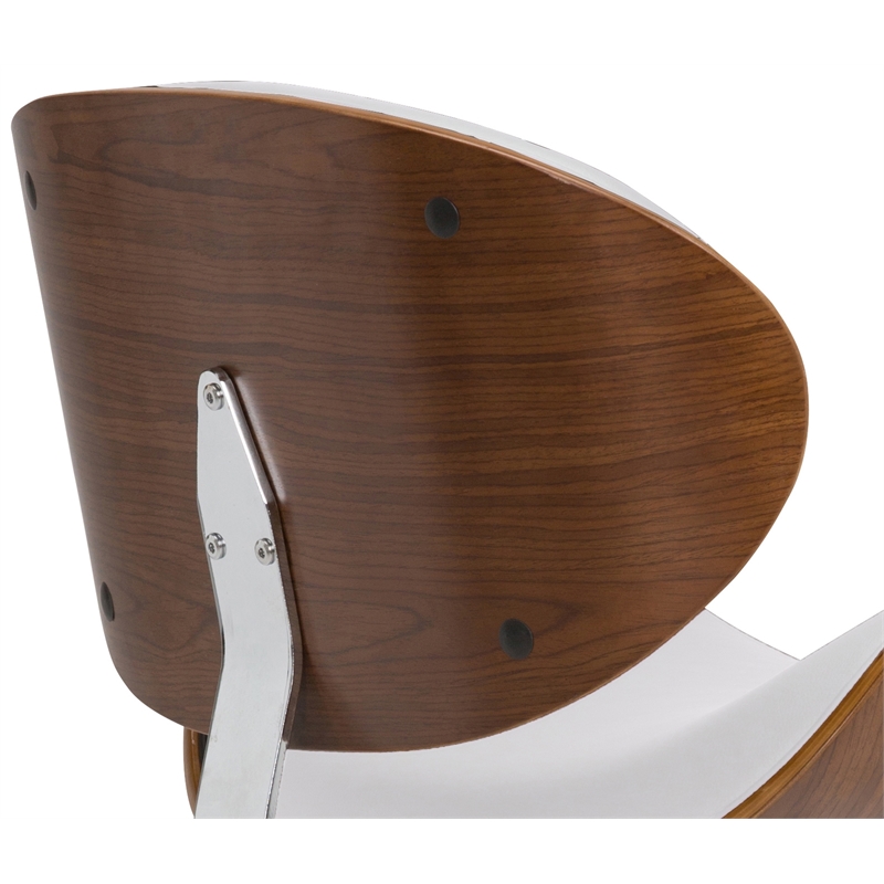 Simpli Home Marana Faux Leather Bentwood Adjustable Gas-Lift Bar Stool in White