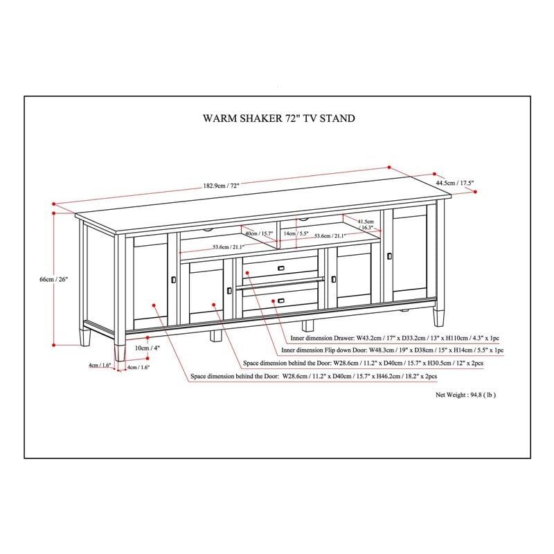 Simpli Home Warm Shaker Wood 72