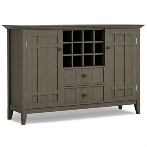 Bedford Wood 54&quot Transitional Sideboard Buffet and Wine Rack in Farmhouse Gray