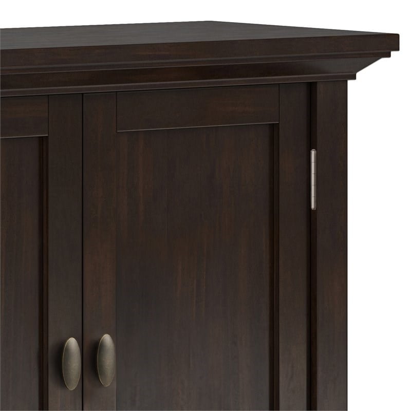 Redmond Solid Wood 32inch WideTransitional Low Storage Cabinet in Brunette Brown
