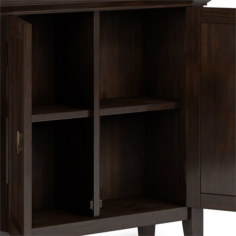 Redmond Solid Wood 32inch WideTransitional Low Storage Cabinet in Brunette Brown