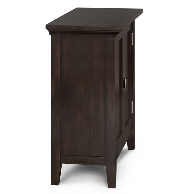 Redmond Solid Wood 32inch WideTransitional Low Storage Cabinet in Brunette Brown