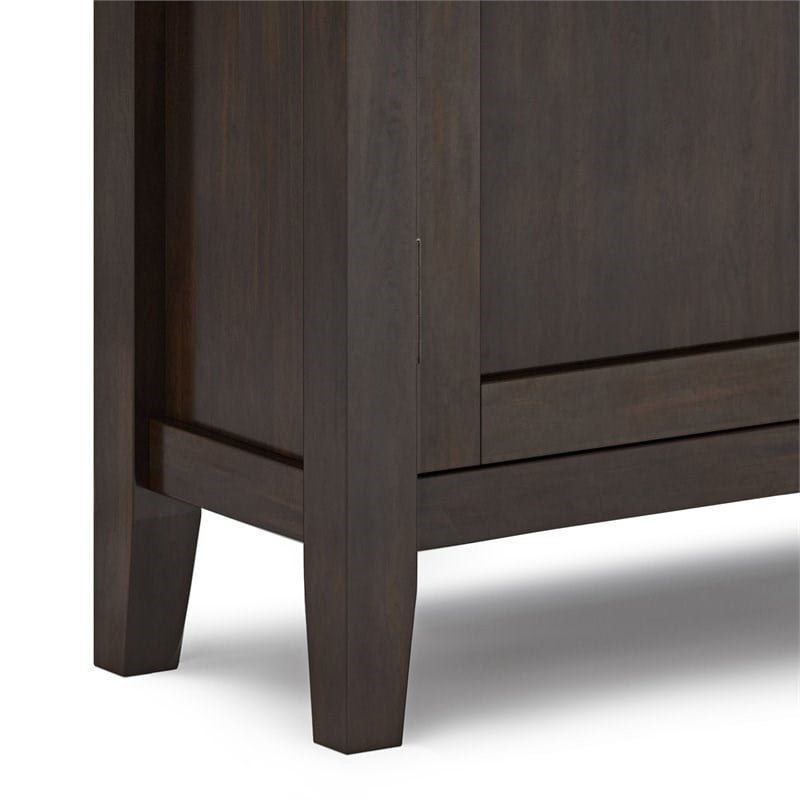 Redmond Solid Wood 32inch WideTransitional Low Storage Cabinet in Brunette Brown