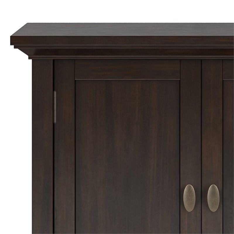 Redmond Solid Wood 32inch WideTransitional Low Storage Cabinet in Brunette Brown