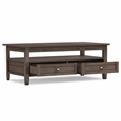 Warm Shaker Solid Wood 48 inch Wide Transitional Coffee Table in Farmhouse Brown