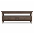 Warm Shaker Solid Wood 48 inch Wide Transitional Coffee Table in Farmhouse Brown
