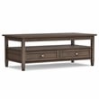 Warm Shaker Solid Wood 48 inch Wide Transitional Coffee Table in Farmhouse Brown