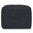 Simpli Home Fredrik Boho Square Pouf in Dark Blue Woven Genuine Leather