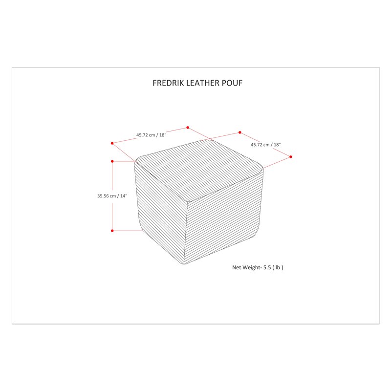 Simpli Home Fredrik Boho Square Pouf in Dark Blue Woven Genuine Leather